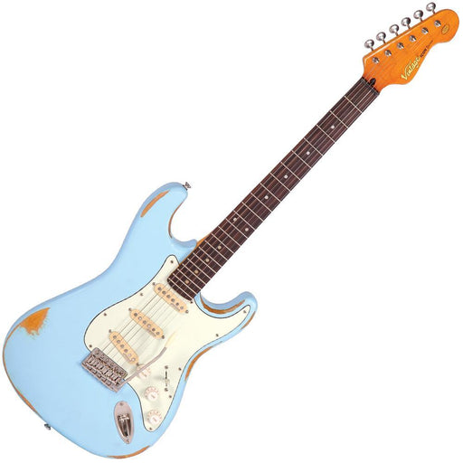 Vintage V6 ICON Electric Guitar ~ Distressed Laguna Blue - DD Music Geek