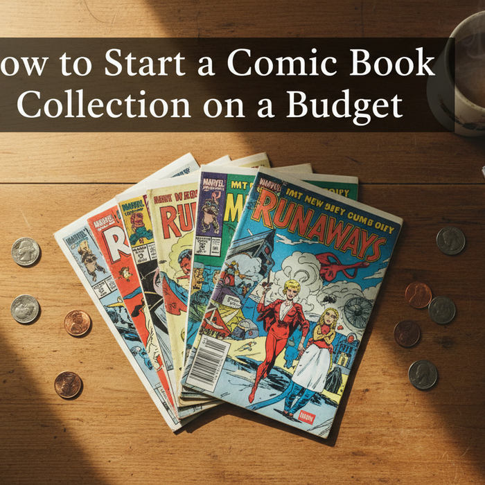 the comics with coins flat lay