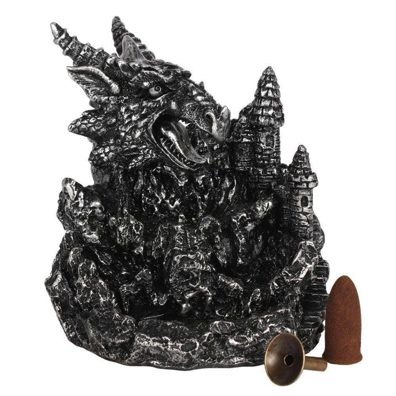 Silver Dragon Backflow Incense Burner With Light - DD Music Geek