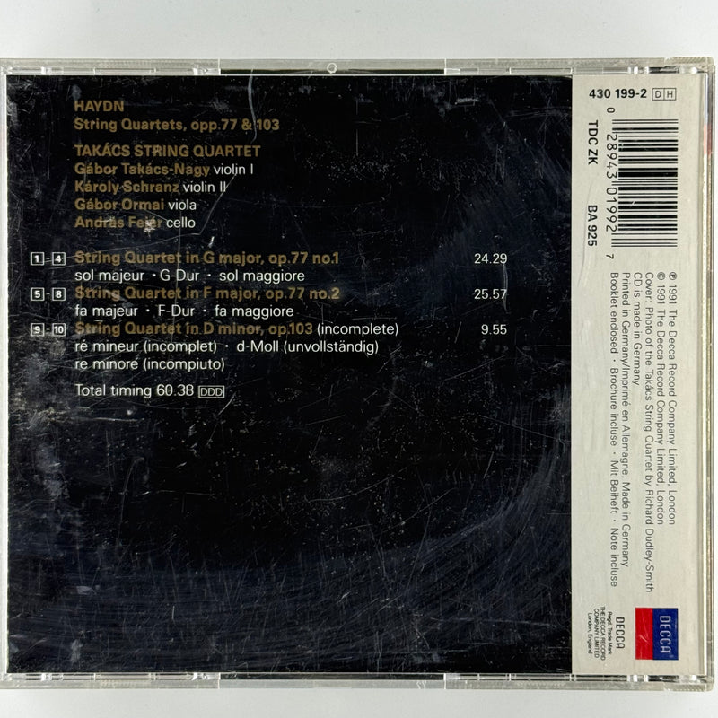 Haydn* - Takacs Quartet*: String Quartets, Op. 77 & Op.103 - Very Good Plus (VG+) / Very Good (VG)