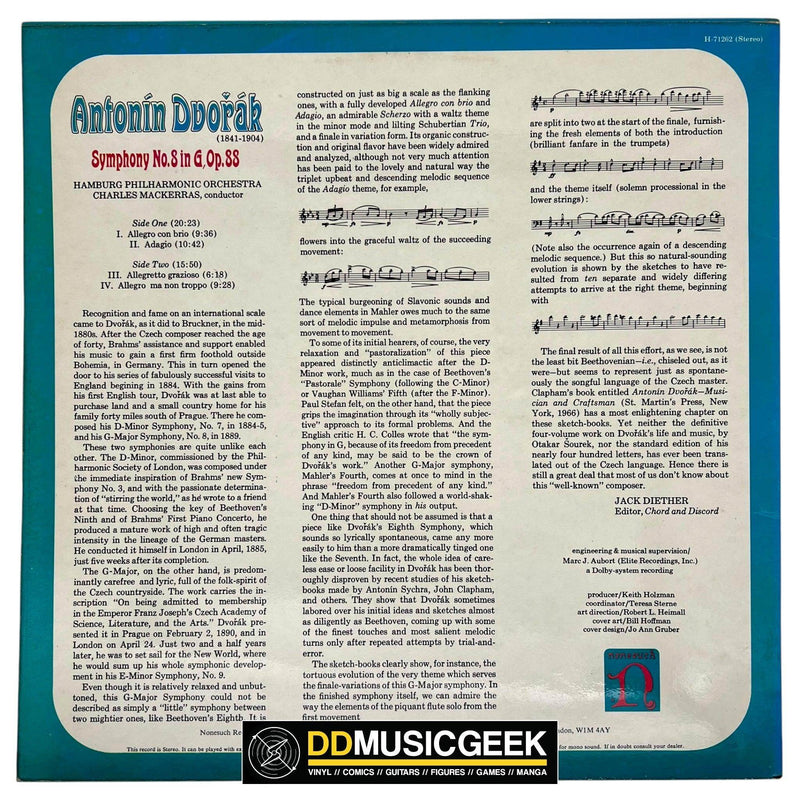 Hamburg Philharmonic Orchestra* Conducted By Sir Charles Mackerras : Antonín Dvořák: Symphony No. 8 In G, Op. 88 (LP) - DD Music Geek