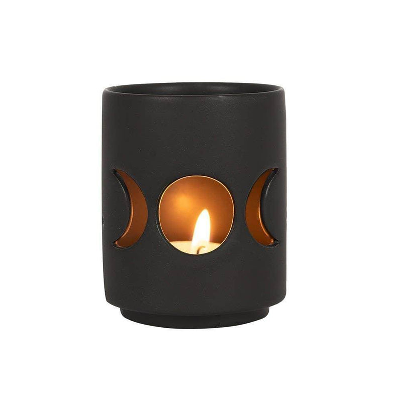Small Black Triple Moon Cut Out Tealight Candle Holder - DD Music Geek