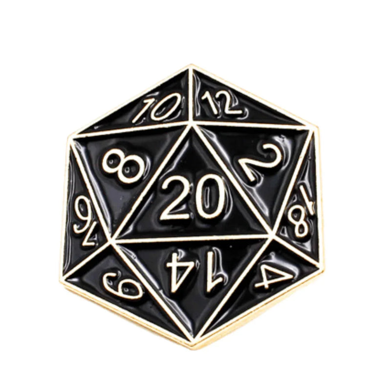 Black D20 Pin - DD Music Geek