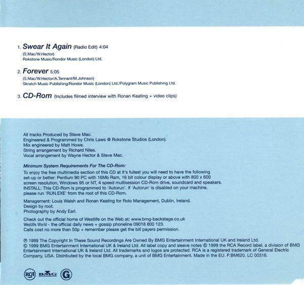 Westlife: Swear It Again (CD, Single, Enh, CD1) - DD Music Geek