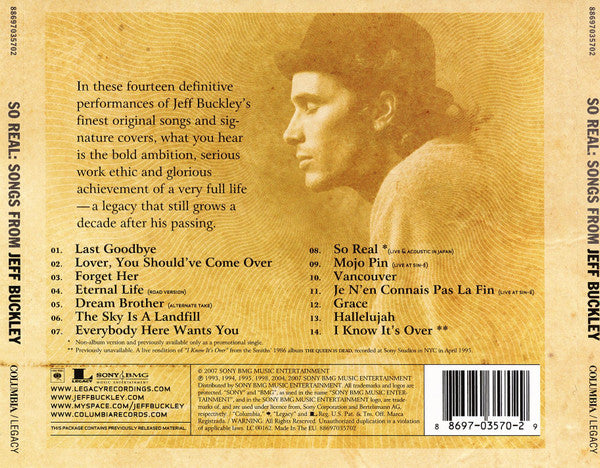 Jeff Buckley : So Real: Songs From Jeff Buckley (CD, Comp)