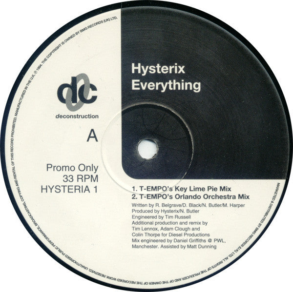 Hysterix - Everything - 12" Single - Preowned