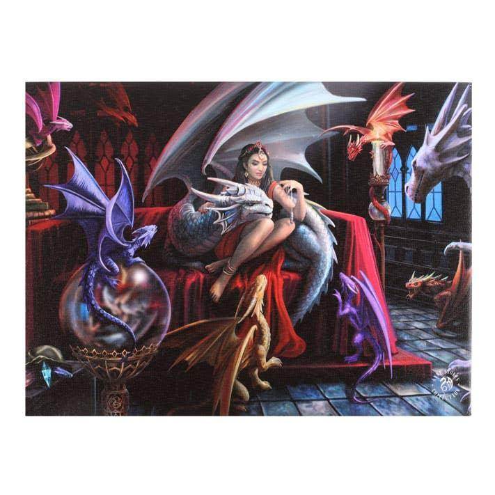 25x19cm Dragon Charm Canvas Plaque by Anne Stokes - DD Music Geek