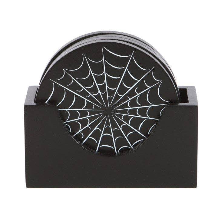 Black Gothic Spiderweb Coaster Set - DD Music Geek