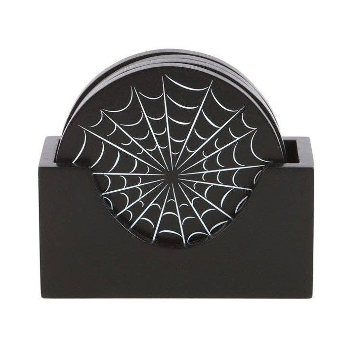 Black Gothic Spiderweb Coaster Set