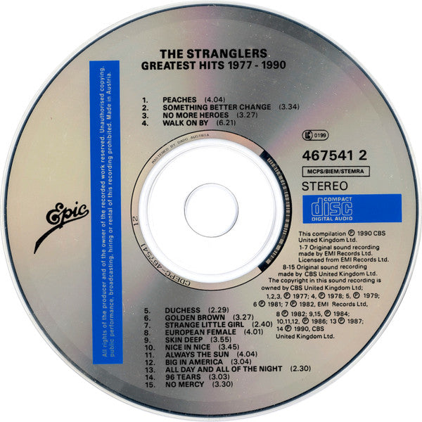 The Stranglers : Greatest Hits 1977-1990 (CD, Comp)