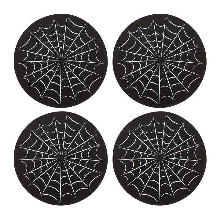 Black Gothic Spiderweb Coaster Set - DD Music Geek