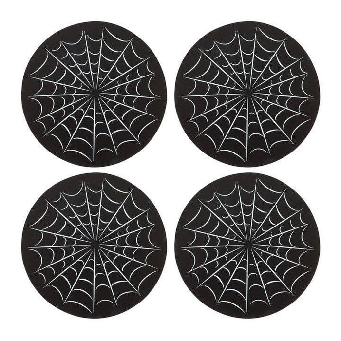 Black Gothic Spiderweb Coaster Set