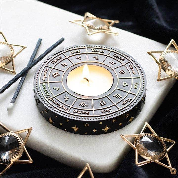 Astrology Wheel Zodiac Tealight Candle Holder - DD Music Geek