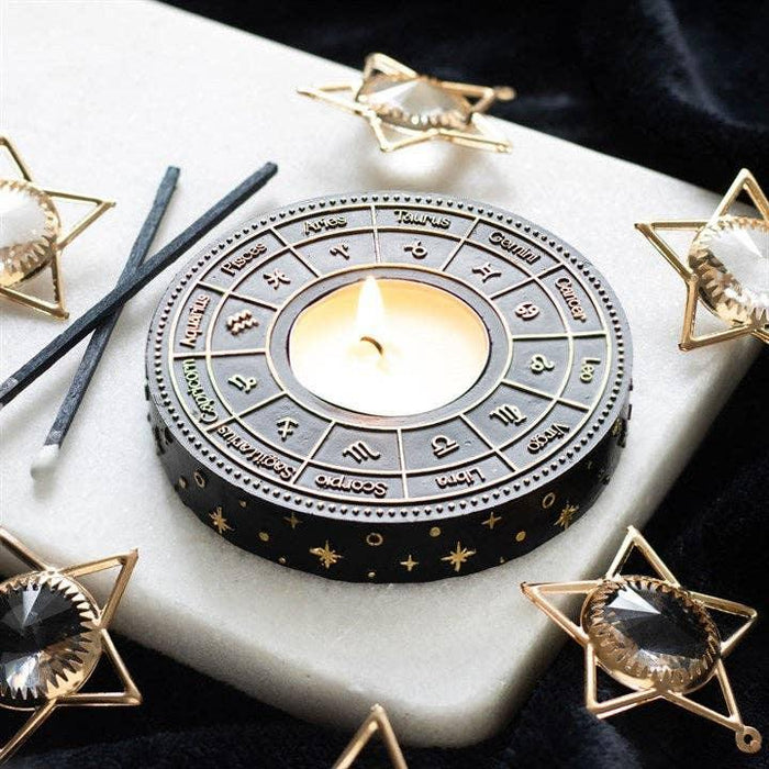 Astrology Wheel Zodiac Tealight Candle Holder