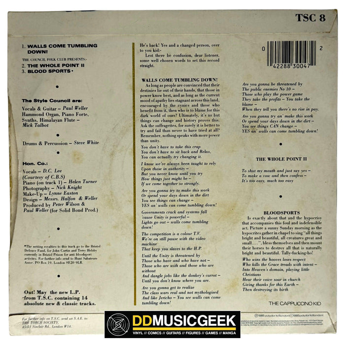 The Style Council: Walls Come Tumbling Down! (7", Single) - DD Music Geek