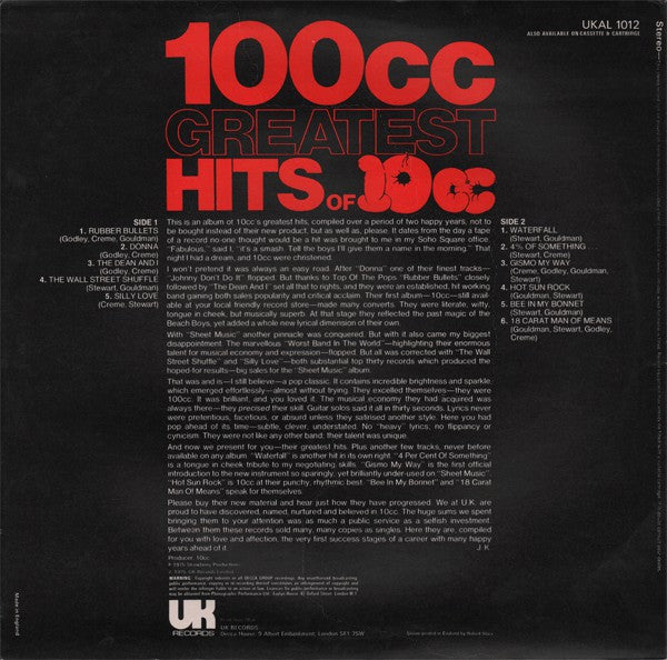 10cc : 100cc  Greatest Hits Of 10cc (LP, Comp)