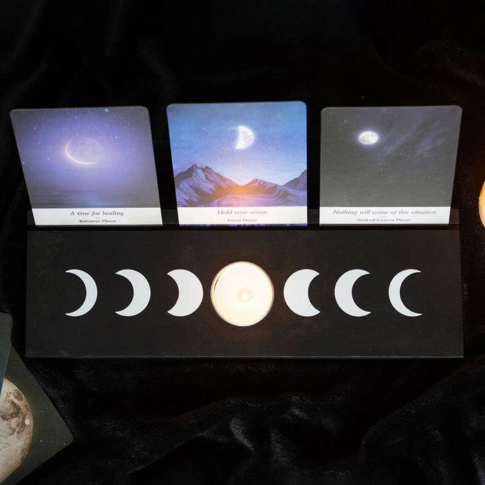 Black Moon Phase Tarot Card Stand Tealight Holder