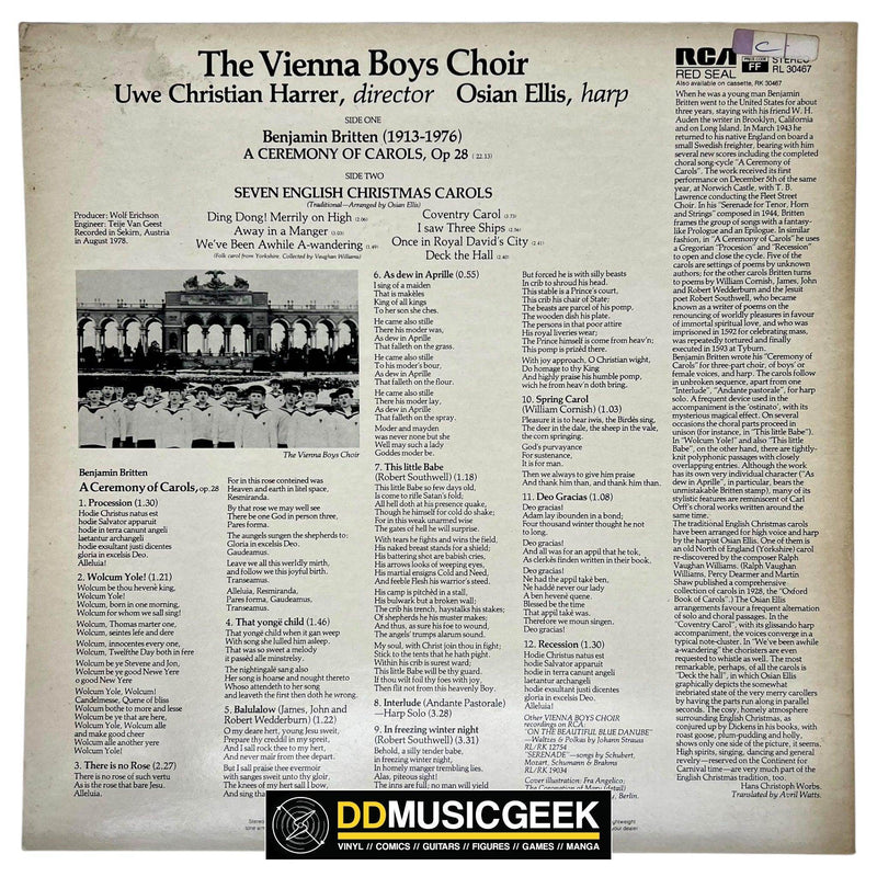 Britten* - Die Wiener Sängerknaben, Osian Ellis: A Ceremony Of Carols / Seven English Christmas Carols (LP) - DD Music Geek