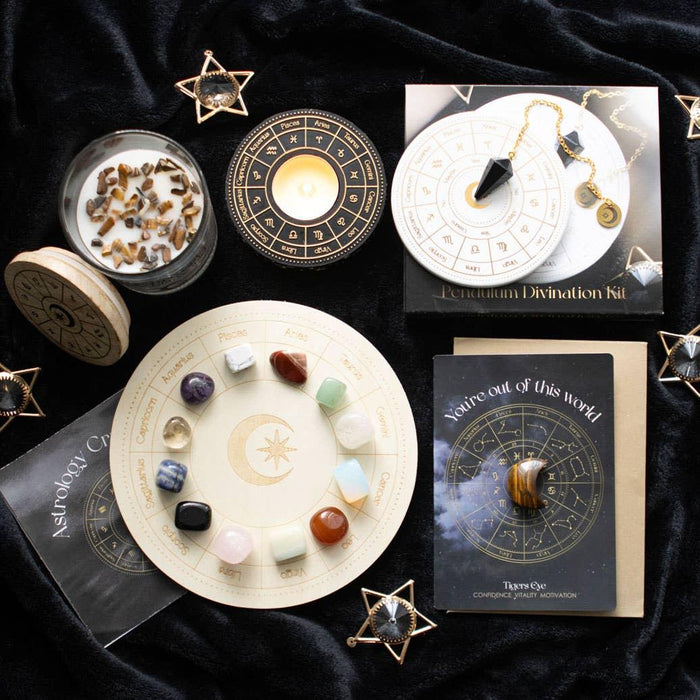 Astrology Wheel Zodiac Crystal Grid Set