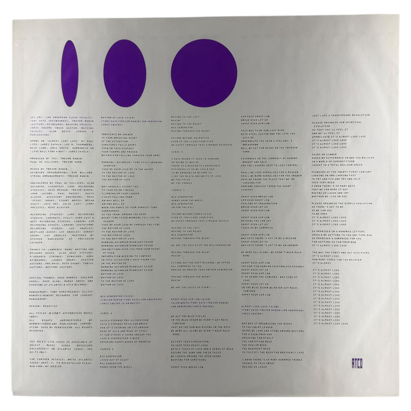 Yes: Big Generator - Very Good Plus (VG+) / Very Good Plus (VG+)