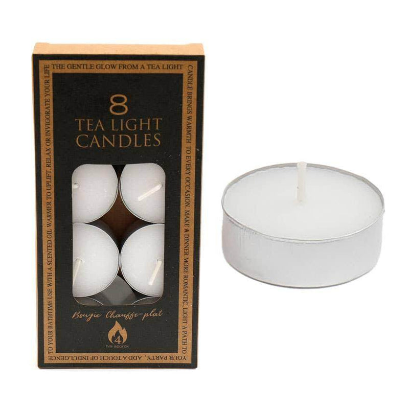 Pack of 8 4-Hour Unscented Tealight Candles - DD Music Geek