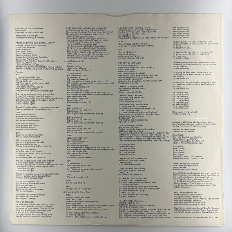 Meat Loaf: Bat Out Of Hell - Very Good Plus (VG+) / Very Good Plus (VG+)