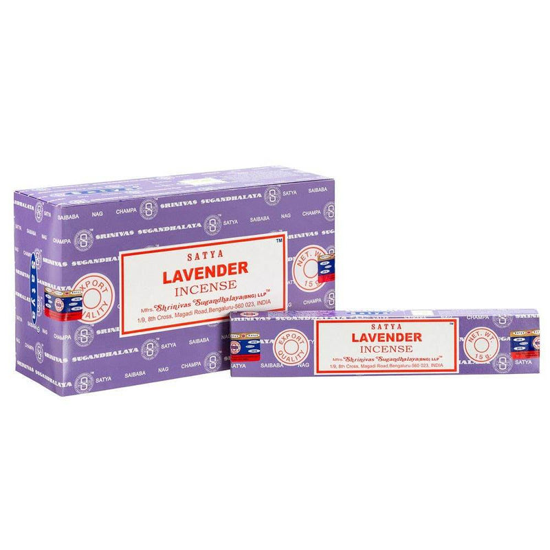 Set of 12 Packets of Lavender Incense Sticks by Satya - DD Music Geek