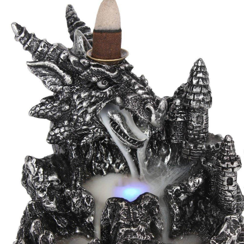 Silver Dragon Backflow Incense Burner With Light - DD Music Geek