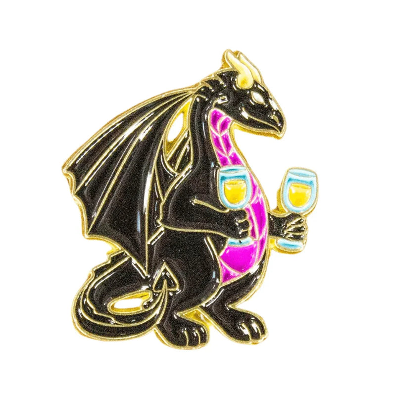 Wine Glasses Dragon Pin - DD Music Geek