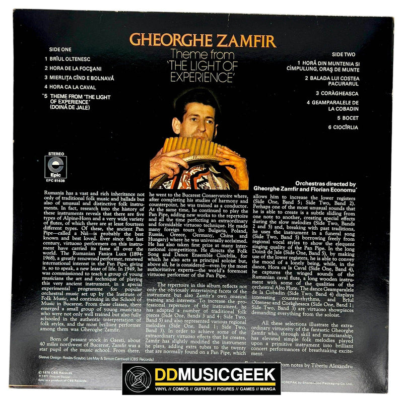 Gheorghe Zamfir: Theme From 'The Light Of Experience' (Doina De Jale) (LP, Album, Ora) - DD Music Geek