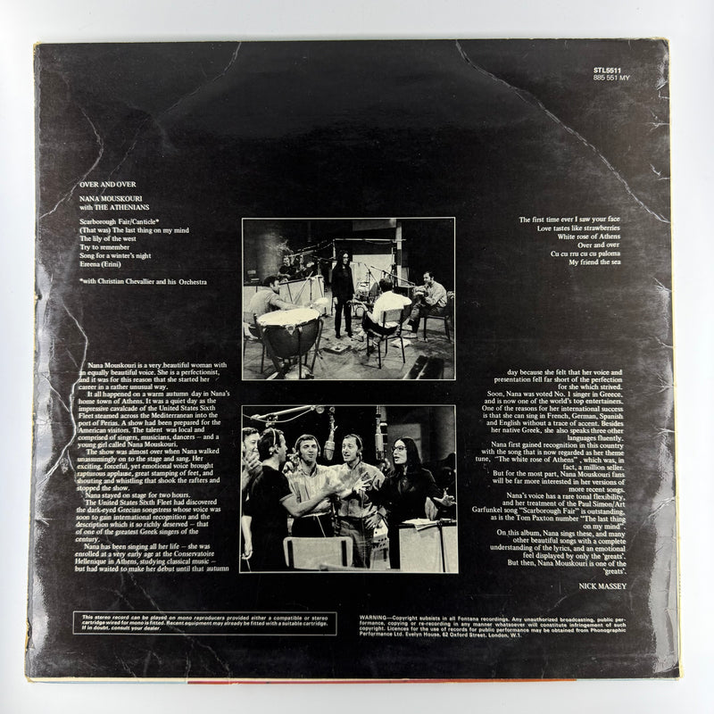 Nana Mouskouri With The Athenians*: Over & Over - Good Plus (G+) / Good (G)