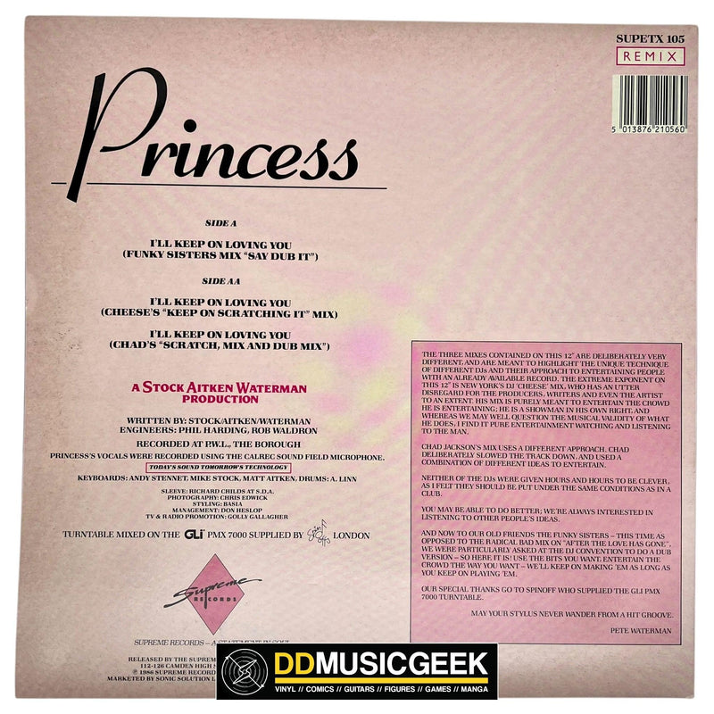 Princess: I'll Keep On Loving You (Remix) (12", Maxi, gat) - DD Music Geek