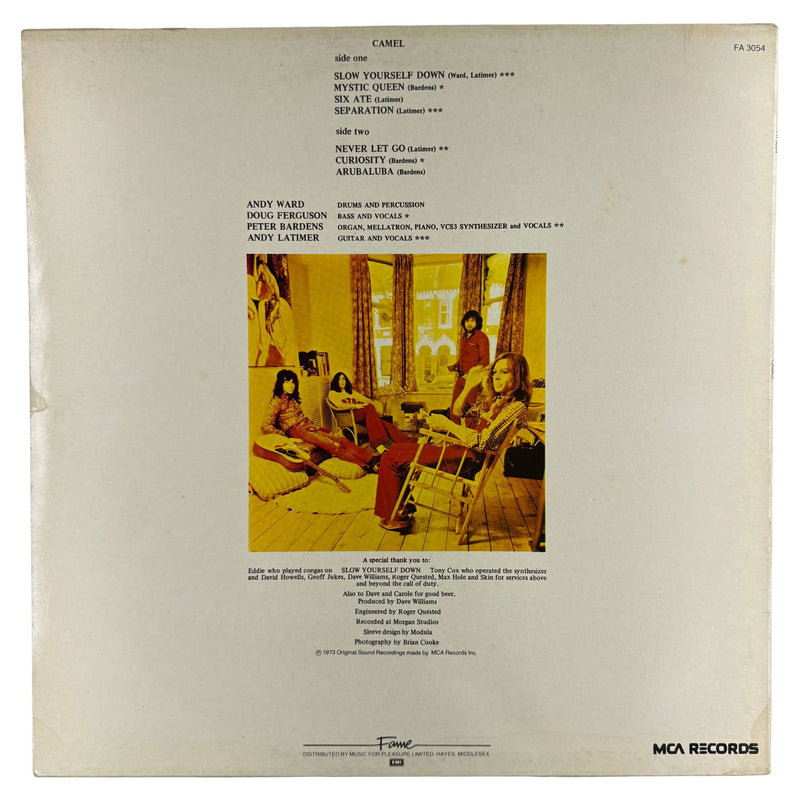 Camel - Camel Self-Titled Debut - Vinyl LP - Very Good (VG) - MCA - Back Cover