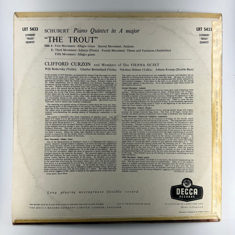 Curzon – Schubert: The ‘Trout’ Quintet (Preowned Vinyl LP, 1st Press, EX+/EX+)