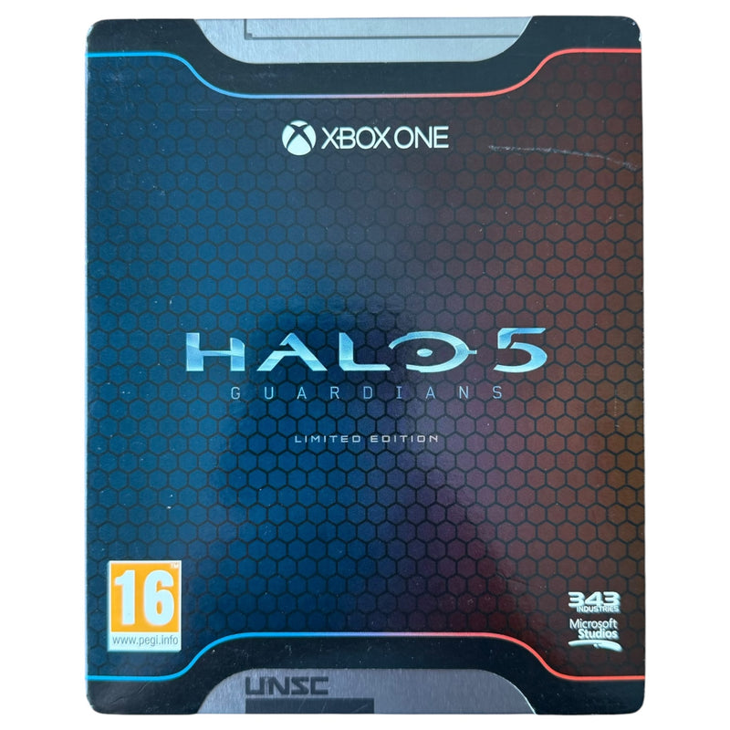 Halo 5 Guardians limited edition Xbox One game case on a white background