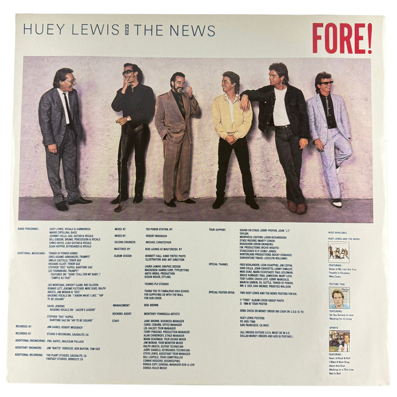 Huey Lewis & The News - Fore! - Vinyl LP - Very Good - Inner Sleeve
