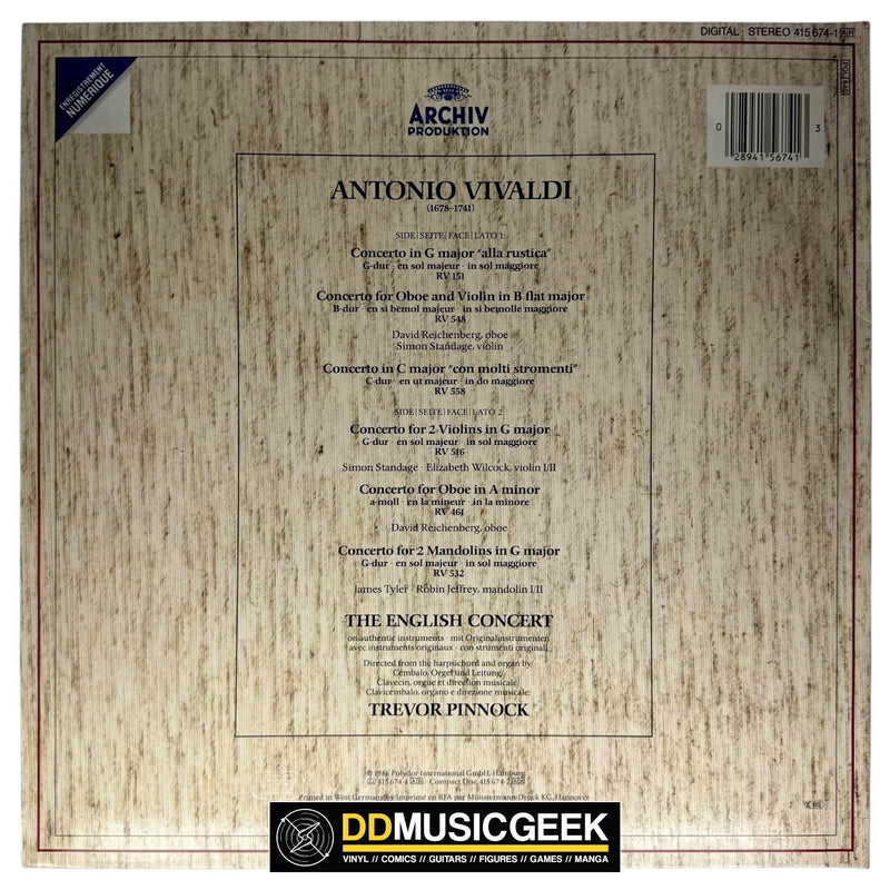 Vivaldi* - The English Concert • Trevor Pinnock • Simon Standage • Elizabeth Wilcock • David Reichenberg: Concerti »Alla Rustica« (LP, Album, Gat) - DD Music Geek