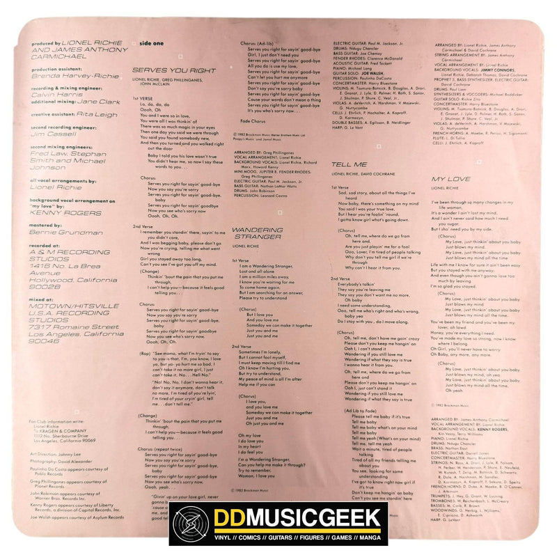 Lionel Richie: Lionel Richie (LP, Album, RE, Gat) - DD Music Geek