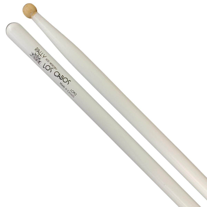 Los Cabos 'Rally' Red Hickory Drumstick ~ Wood Tip / White Finish - DD Music Geek