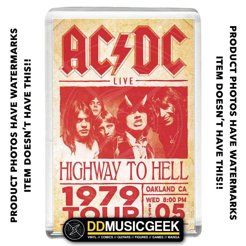 AC/DC at Oakland, CA, 1979 Highway To Hell Tour - Poster Print - Large Fridge Magnet - DD Music Geek