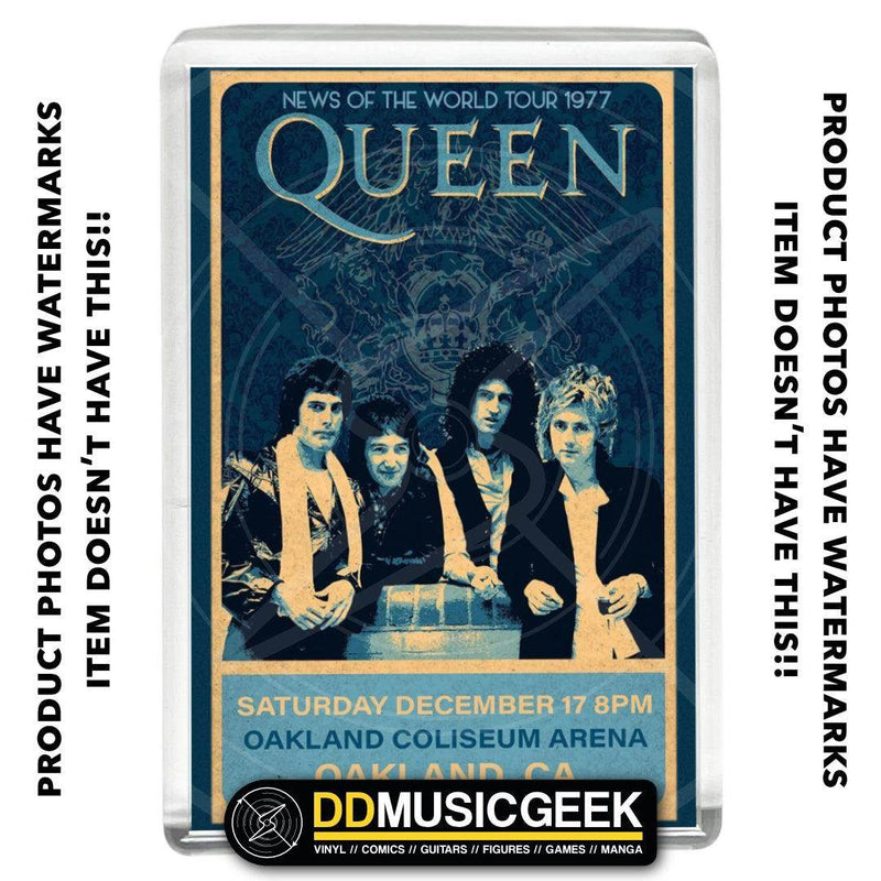 Queen, Oakland Coliseum Arena, 1977 - Poster Print - Small Fridge Magnet - DD Music Geek