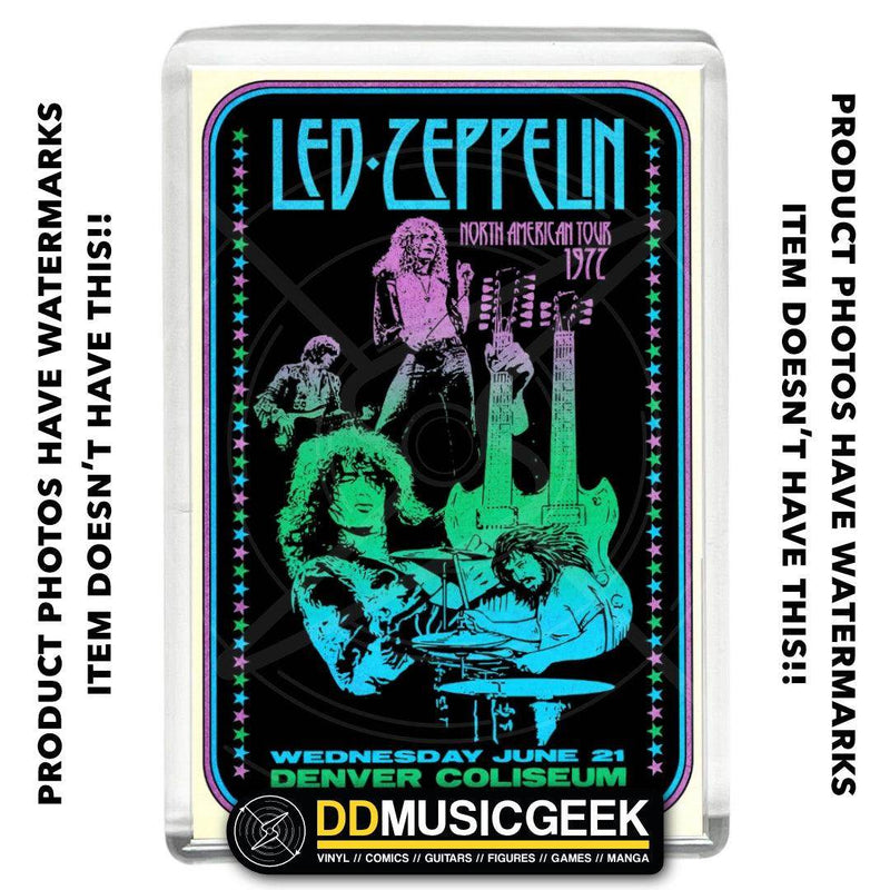Led Zeppelin, Denver Coliseum, 21th June 1977 - Poster Print - Large Fridge Magnet - DD Music Geek