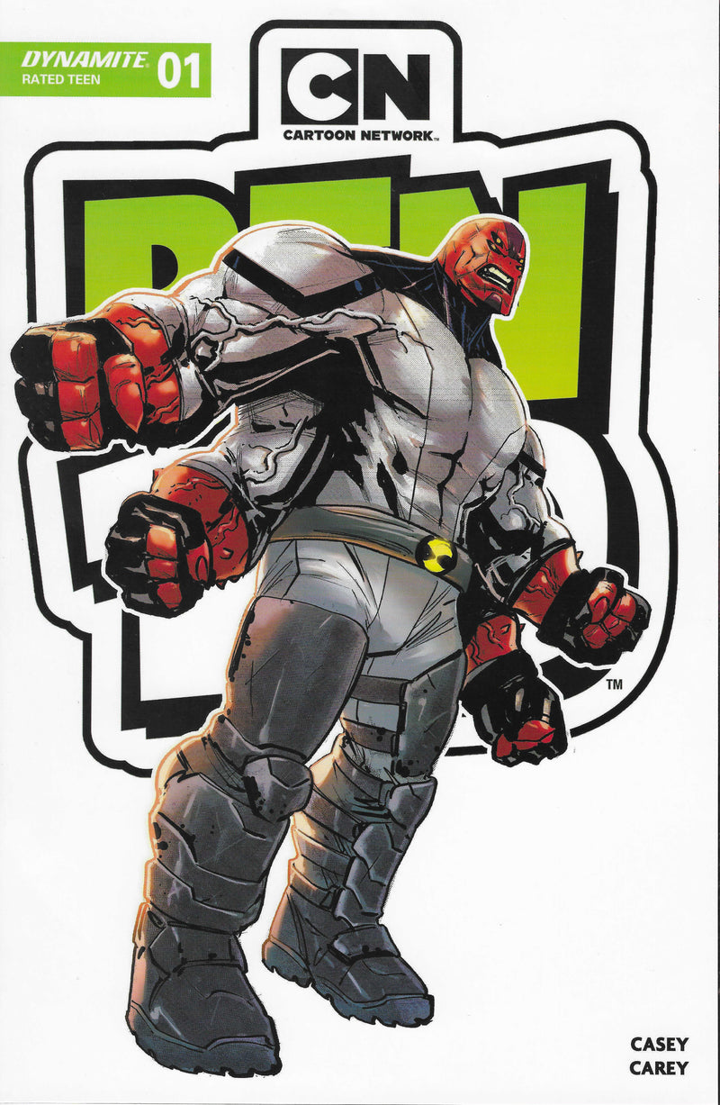 Dynamite Cartoon Network Ben 10 comic book cover, issue number 1, featuring the character Wildmutter in metallic silver armor with red accents, set against a white background with a large green and black Ben 10 logo.