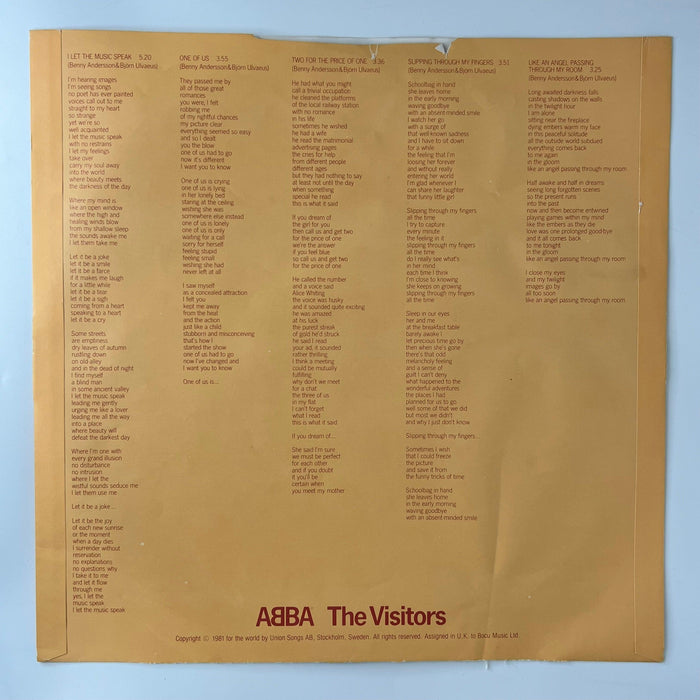 ABBA: The Visitors [Preowned Vinyl] VG/VG - DD Music Geek