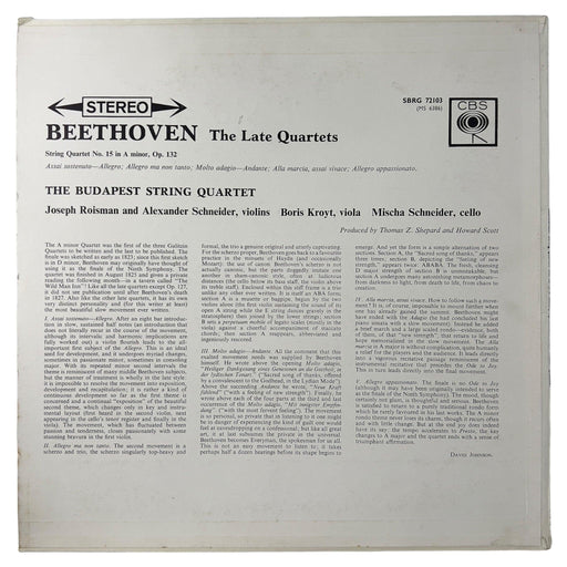 Beethoven, Budapest String Quartet: Quartet No. 15 In A Minor, Op. 132 [Preowned Vinyl] VG+/VG+ - DD Music Geek