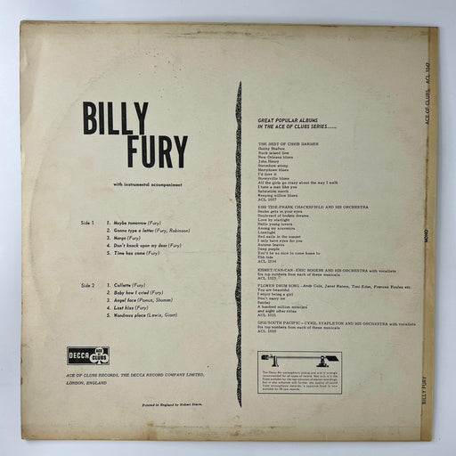 Billy Fury: Billy Fury [Preowned Vinyl] VG/VG+ - DD Music Geek