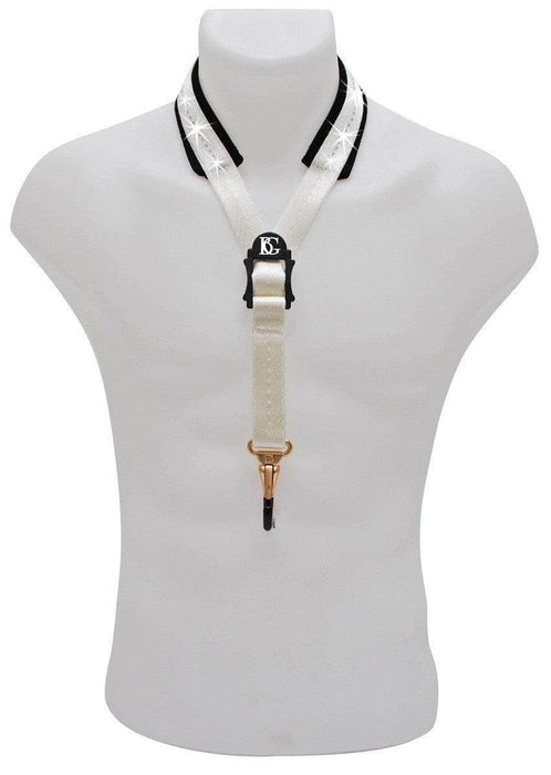 BG Saxophone Glam Strap ~ White ~ Alto, Tenor Sax - DD Music Geek