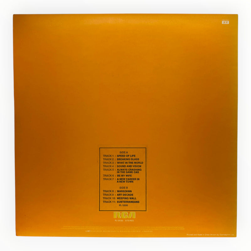 DD Music Geek vintage 1977 David Bowie Low vinyl LP back cover with orange tracklist sticker and RCA branding