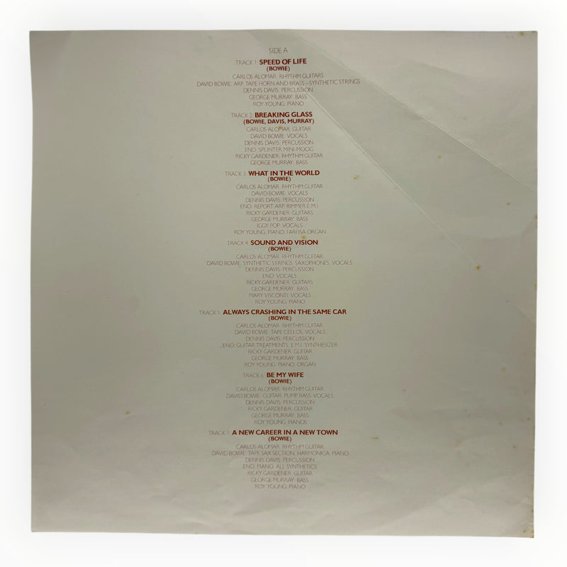 DD Music Geek 1977 David Bowie Low vinyl LP paper insert with detailed track credits and musician information