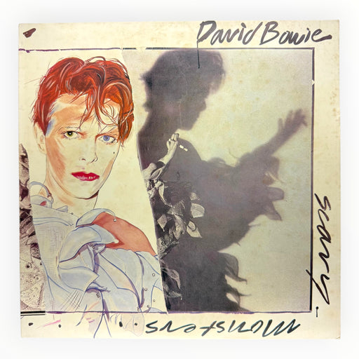 DD Music Geek vintage 1980 David Bowie Scary Monsters vinyl LP record cover with iconic pierrot-style artwork
